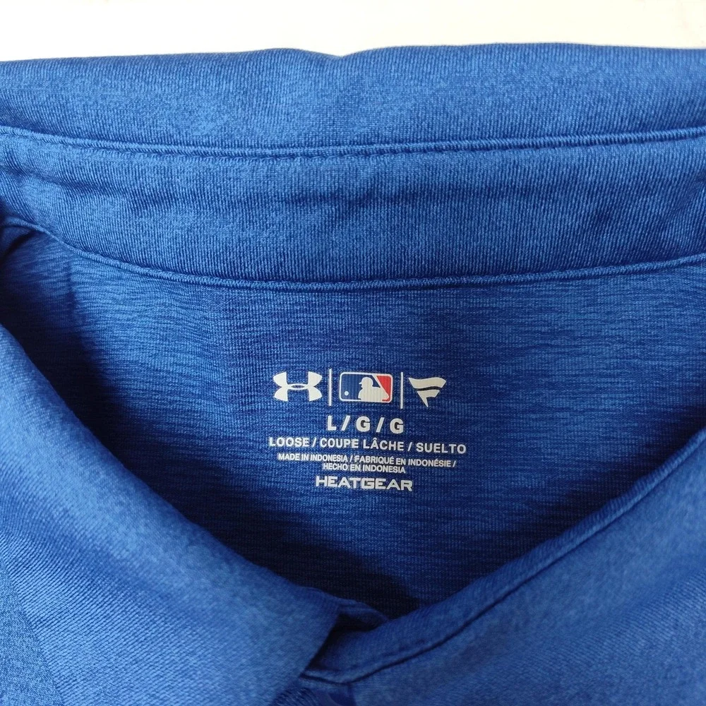 Chicago‎ Cubs Shirt Mens Large Blue MLB Baseball Under Armour HeatGear Polo